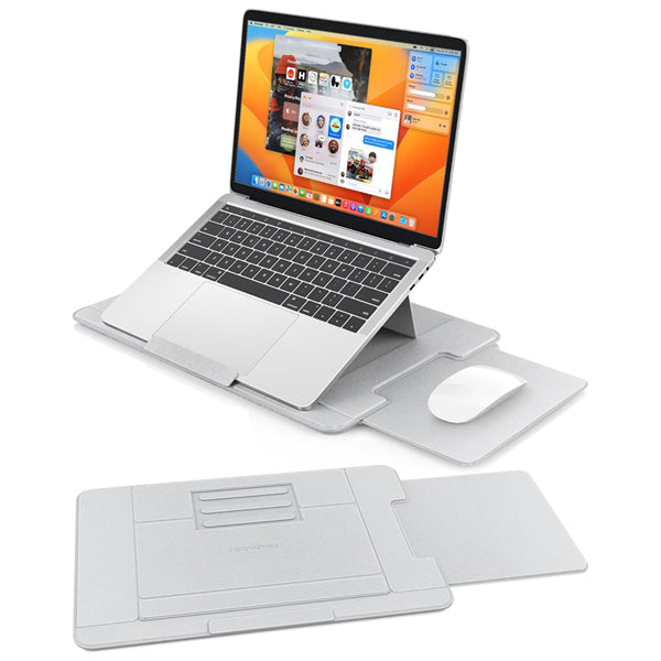 AboveTEK Adjustable Laptop Lap Desk 3 Ergonomic Angles PU Leather Light Gray AboveTEK